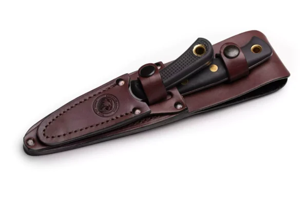 Knives of Alaska Alpha Wolf and Cub Bear with Suregrip handles inside leather sheath