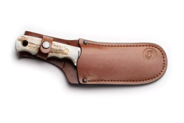 Knives of Alaska Brown Bear knife with stag handle in leather sheath