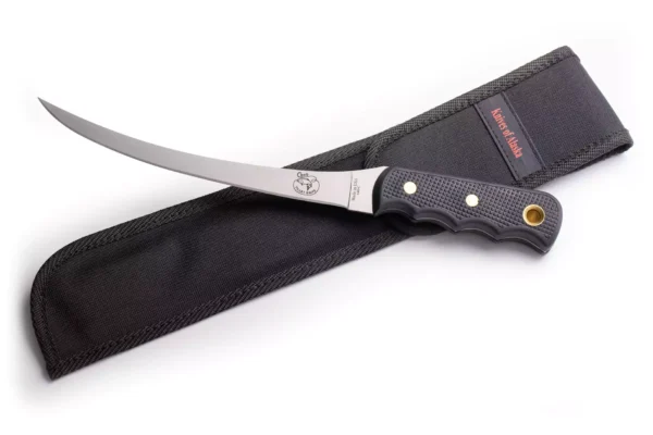 Knives of Alaska Coho Fillet Knife with black Suregrip handle and nylon sheath