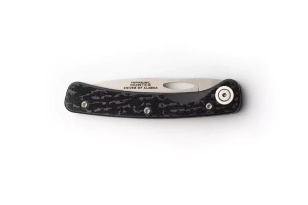 Featherlight Hunter folding knife closed with Knives of Alaska branding