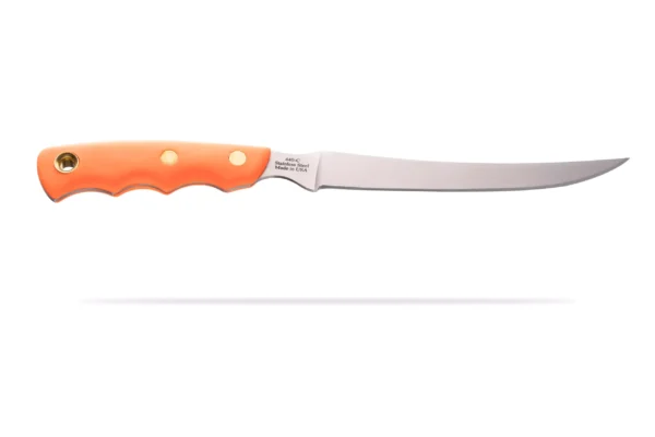 Coho fillet knife with orange Suregrip handle and 440-C stainless steel blade