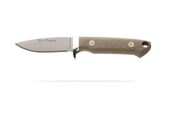 The Legacy knife by Knives of Alaska with olive G10 handle