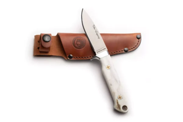Knives of Alaska The Legacy knife with stag handle and leather sheath