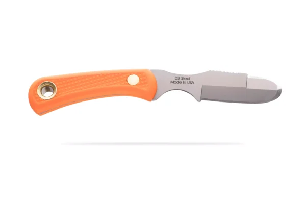Knives of Alaska Muskrat knife with orange Suregrip handle and D2 steel blade