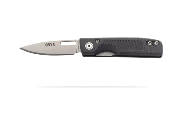 Onyx folding knife with black G10 handle and MagnaCut steel blade