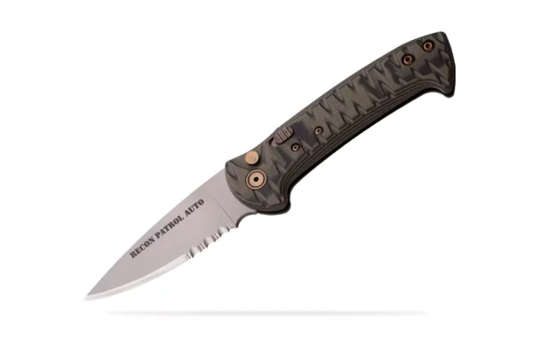 Recon Patrol Auto knife with partially serrated blade and G10 handle