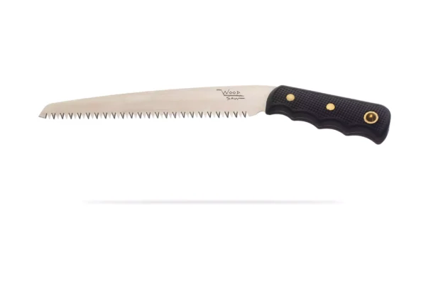 Knives of Alaska wood saw with SK5 steel blade and textured black handle