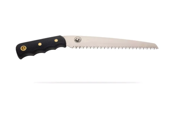 Knives of Alaska wood saw with SK5 steel blade and textured black handle