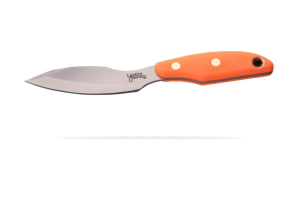Knives of Alaska Yukon #1 knife with blaze orange SureGrip handle and D2 tool steel blade.